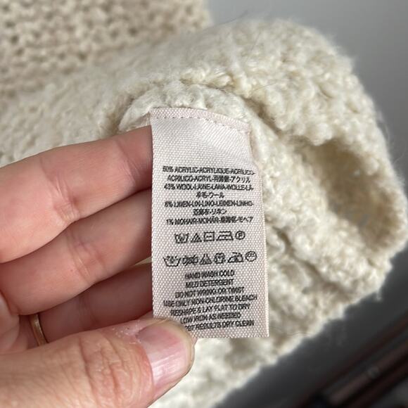 Free People Engineer wool blend loose knit oversized cowl neck sweater tunic M - Picture 6 of 7